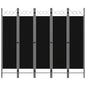 Divisória de quarto com 5 painéis 200x180 cm preto