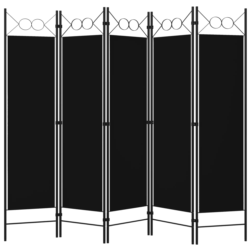 Divisória de quarto com 5 painéis 200x180 cm preto