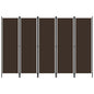 Divisão de quarto com 5 painéis 250x180 cm castanho
