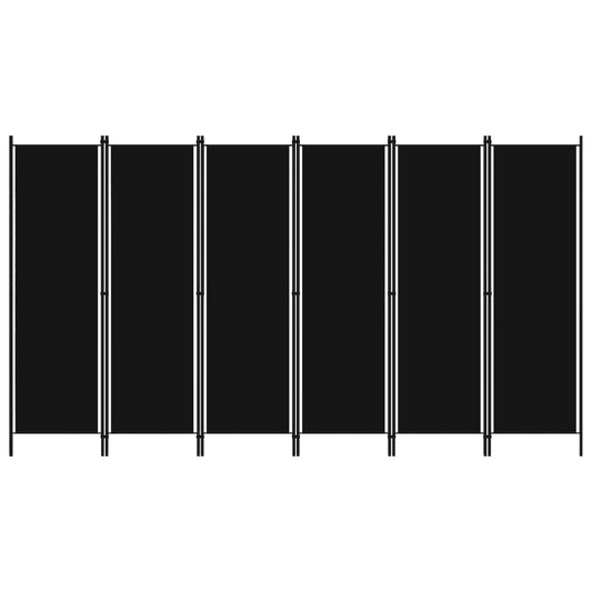 Divisória de quarto com 6 painéis 300x180 cm preto