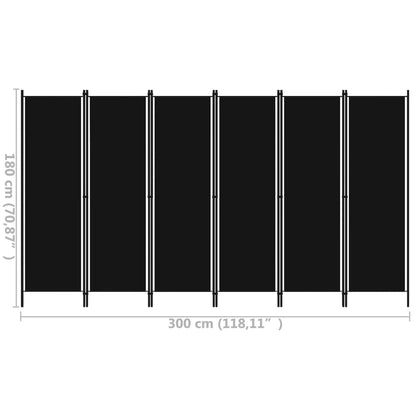 Divisória de quarto com 6 painéis 300x180 cm preto