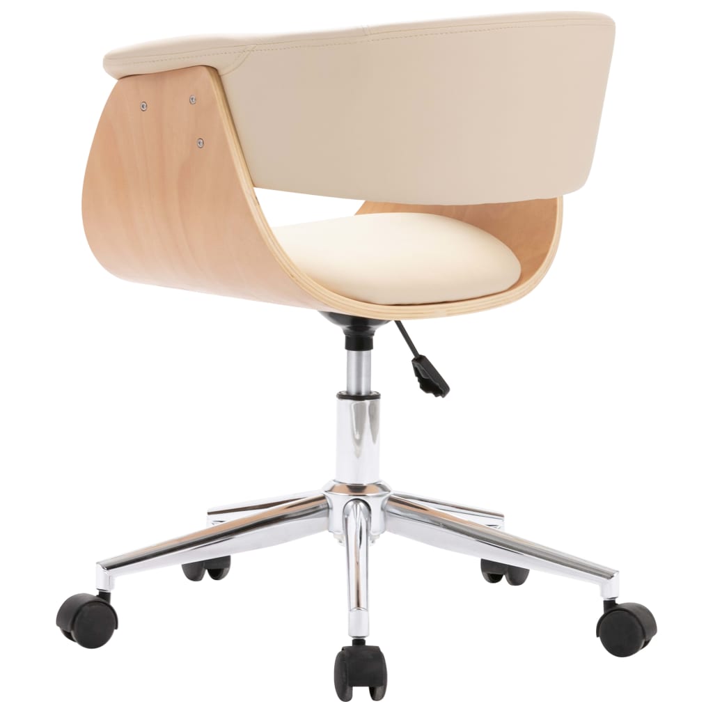 Cadeiras de jantar giratórias 2 pcs couro artificial cor creme