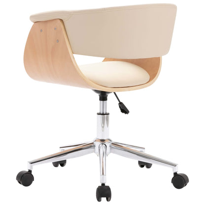 Cadeiras de jantar giratórias 2 pcs couro artificial cor creme