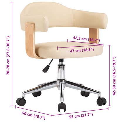 Cadeiras de jantar giratórias 6 pcs couro artificial cor creme