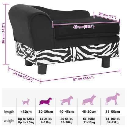 Sofá para cães 57x34x36 cm pelúcia preto
