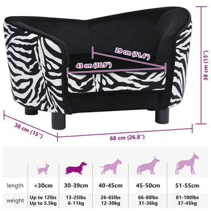 Sofá para cães 68x38x38 cm pelúcia preto