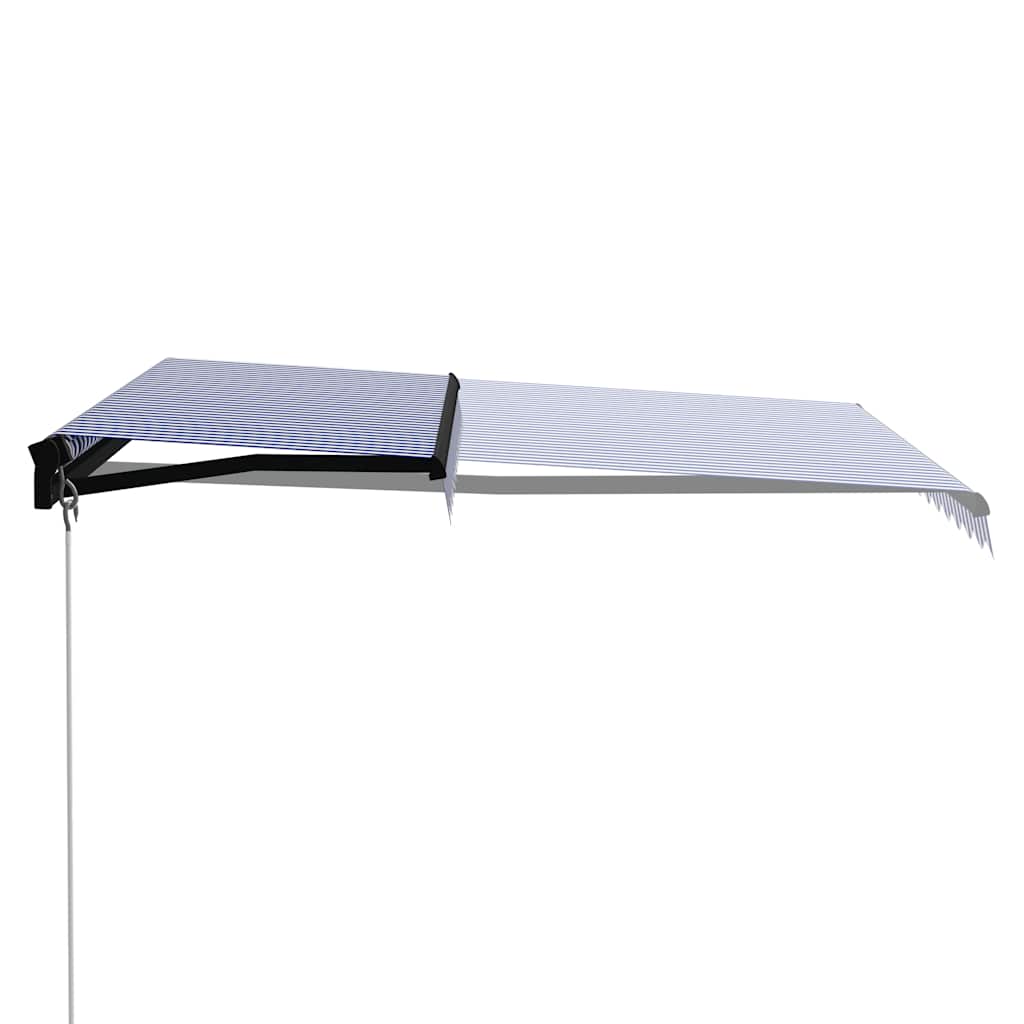 Toldo retrátil manual com LED 300x250 cm azul e branco