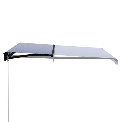 Toldo retrátil manual com LED 300x250 cm azul e branco