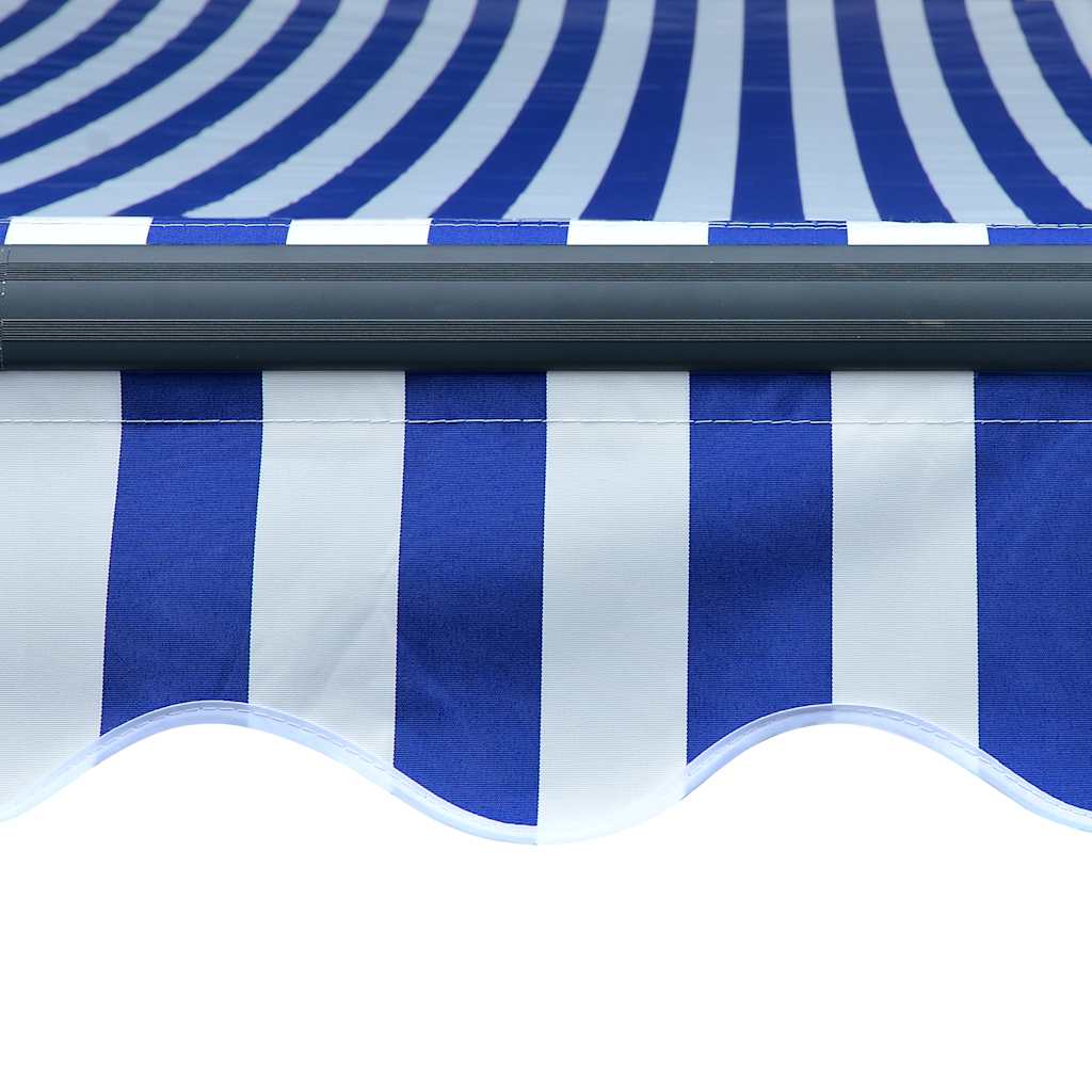 Toldo retrátil manual com LED 300x250 cm azul e branco