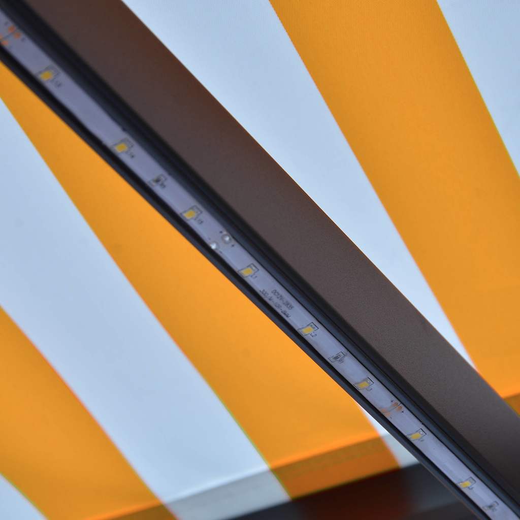 Toldo retrátil manual com LED 300x250 cm amarelo e branco