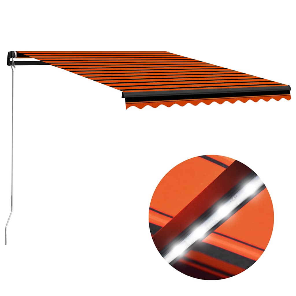 Toldo retrátil manual com LED 300x250 cm laranja e castanho