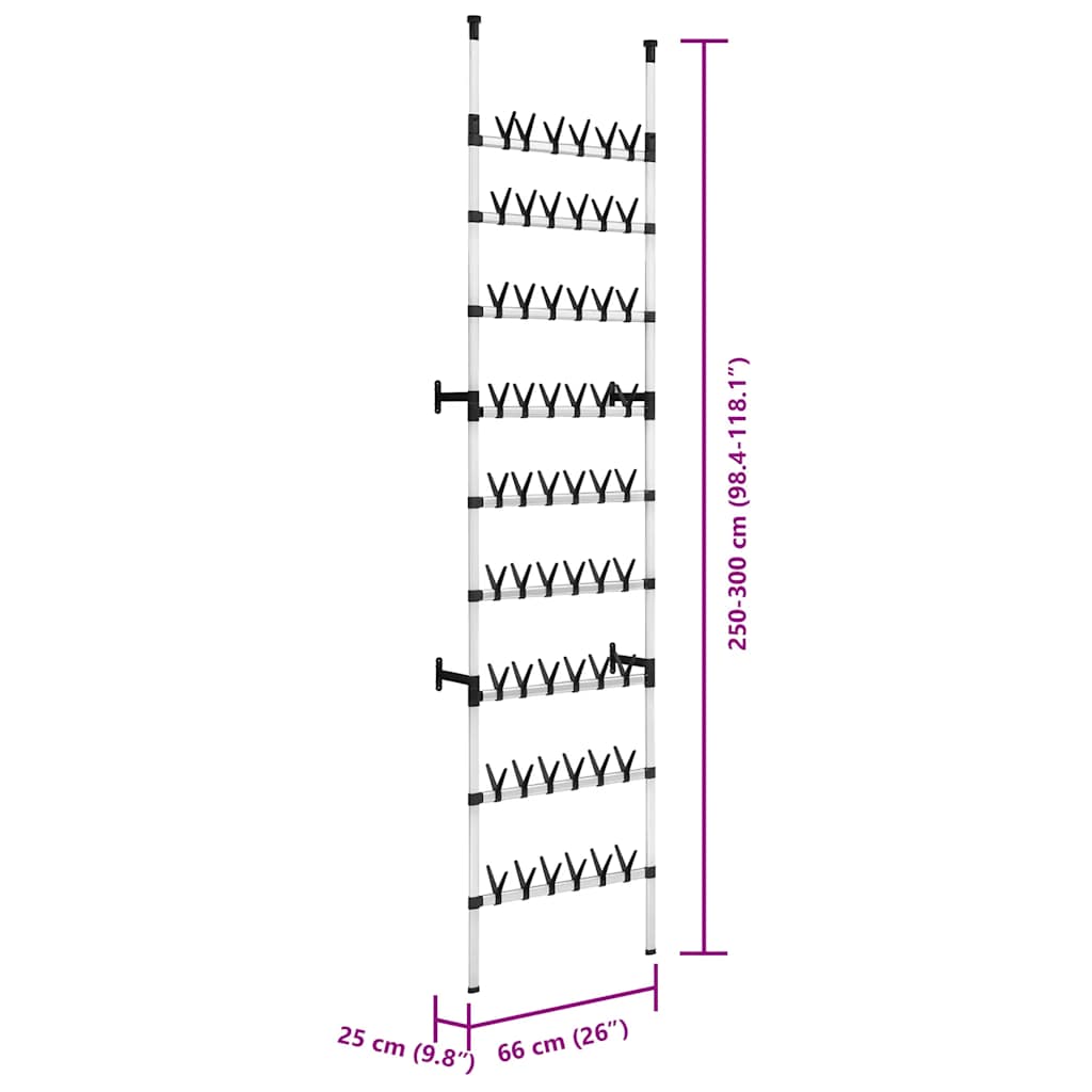 Suporte para calçado telescópico com varões alumínio