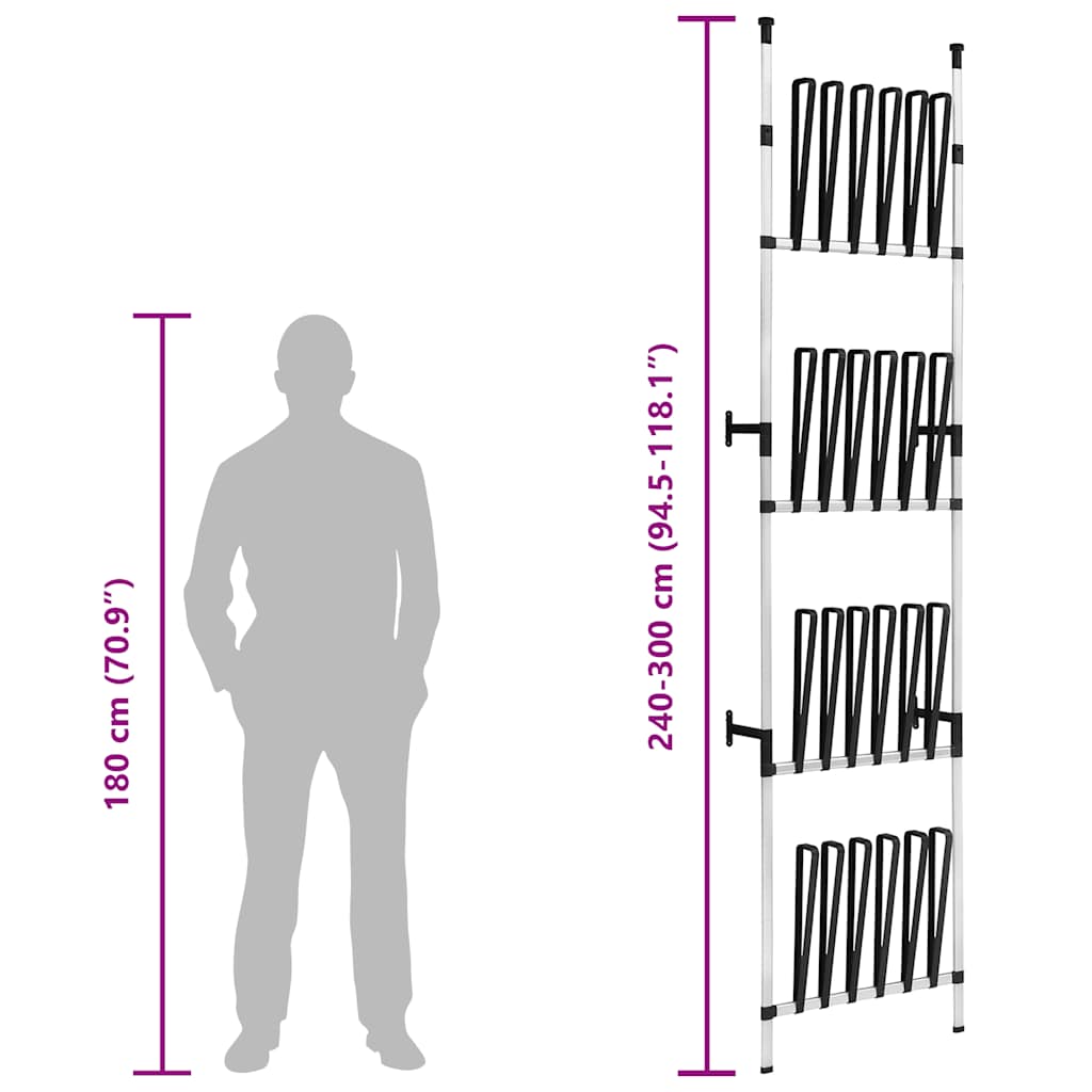 Suporte para botas telescópico com varões de alumínio