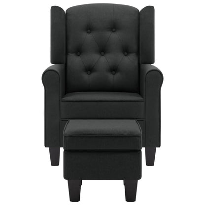 Poltrona com apoio de pés tecido cinzento-escuro