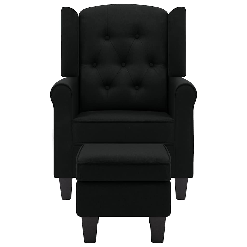 Poltrona com apoio de pés tecido preto