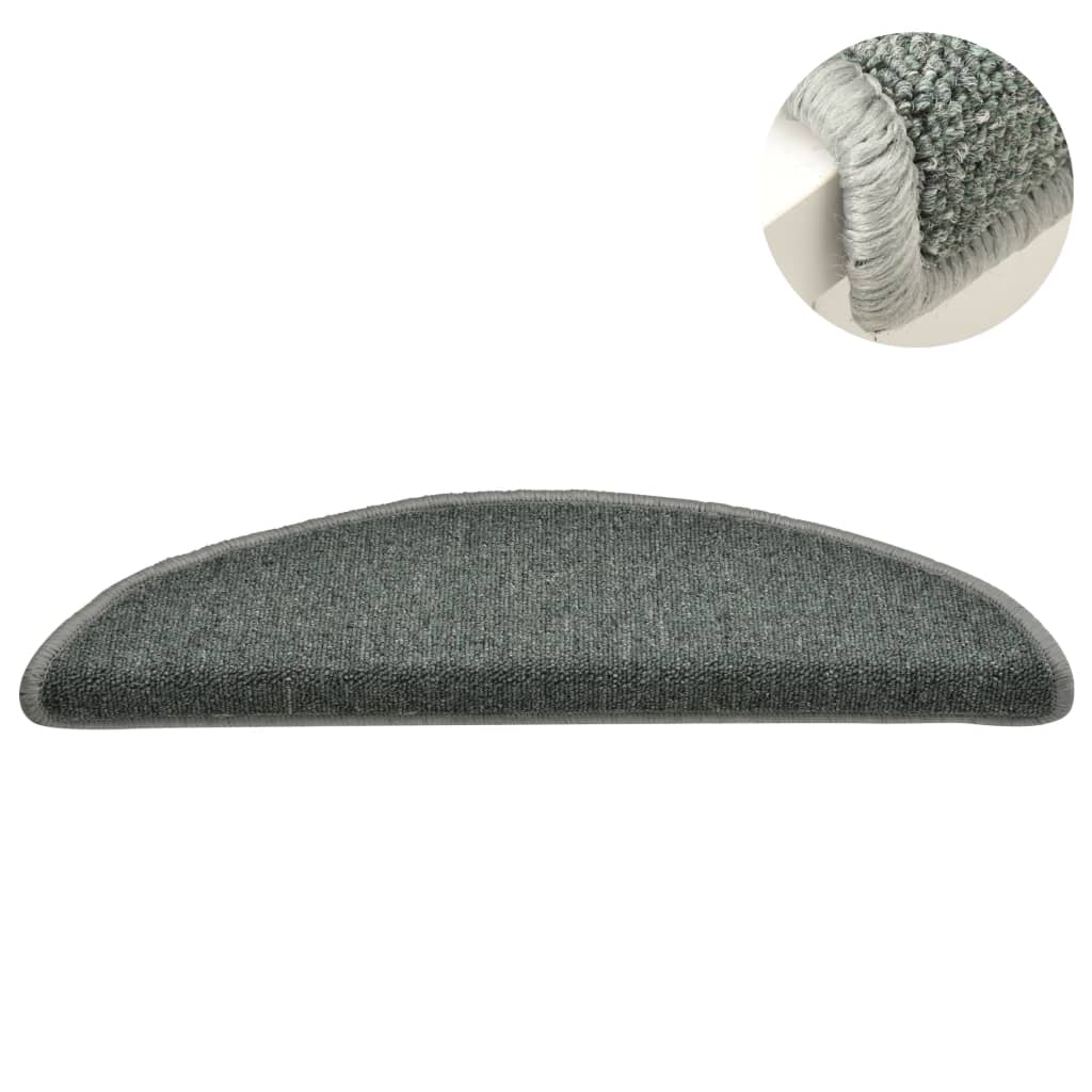 Tapetes de escada 15 peças 56x17x3 cm verde escuro semicircular