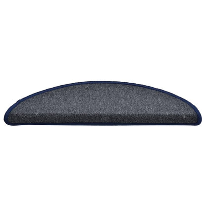 Tapetes de escada 15 peças 56x17x3 cm cinza escuro e azul semicircular