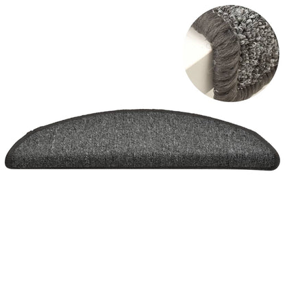 Tapetes de escada 15 peças 56x17x3 cm cinza escuro semicircular