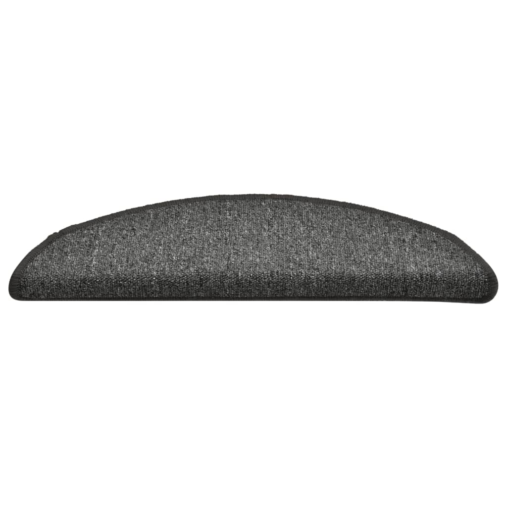 Tapetes de escada 15 peças 56x17x3 cm cinza escuro semicircular
