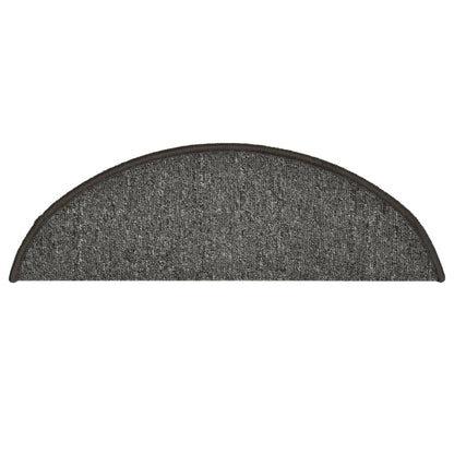 Tapetes de escada 15 peças 56x17x3 cm cinza escuro semicircular