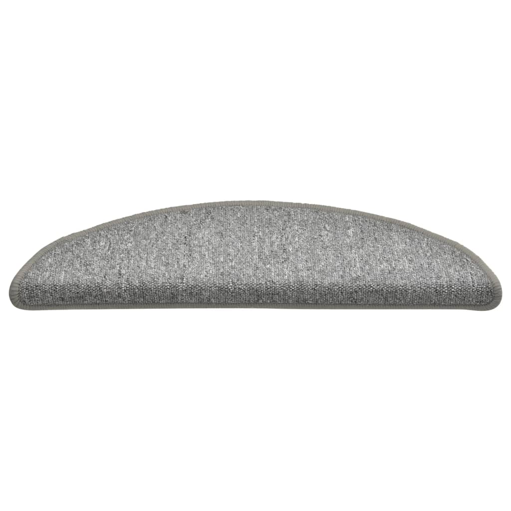 Tapetes de escada 15 peças 56x17x3 cm cinza claro semicircular