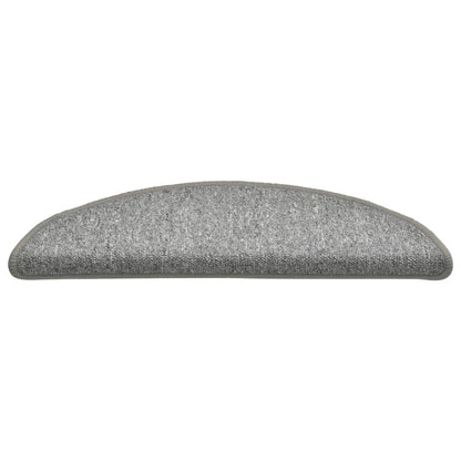 Tapetes de escada 15 peças 56x17x3 cm cinza claro semicircular