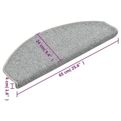 Tapetes de escada 15 peças 65x24x4 cm cinza claro semicircular grande