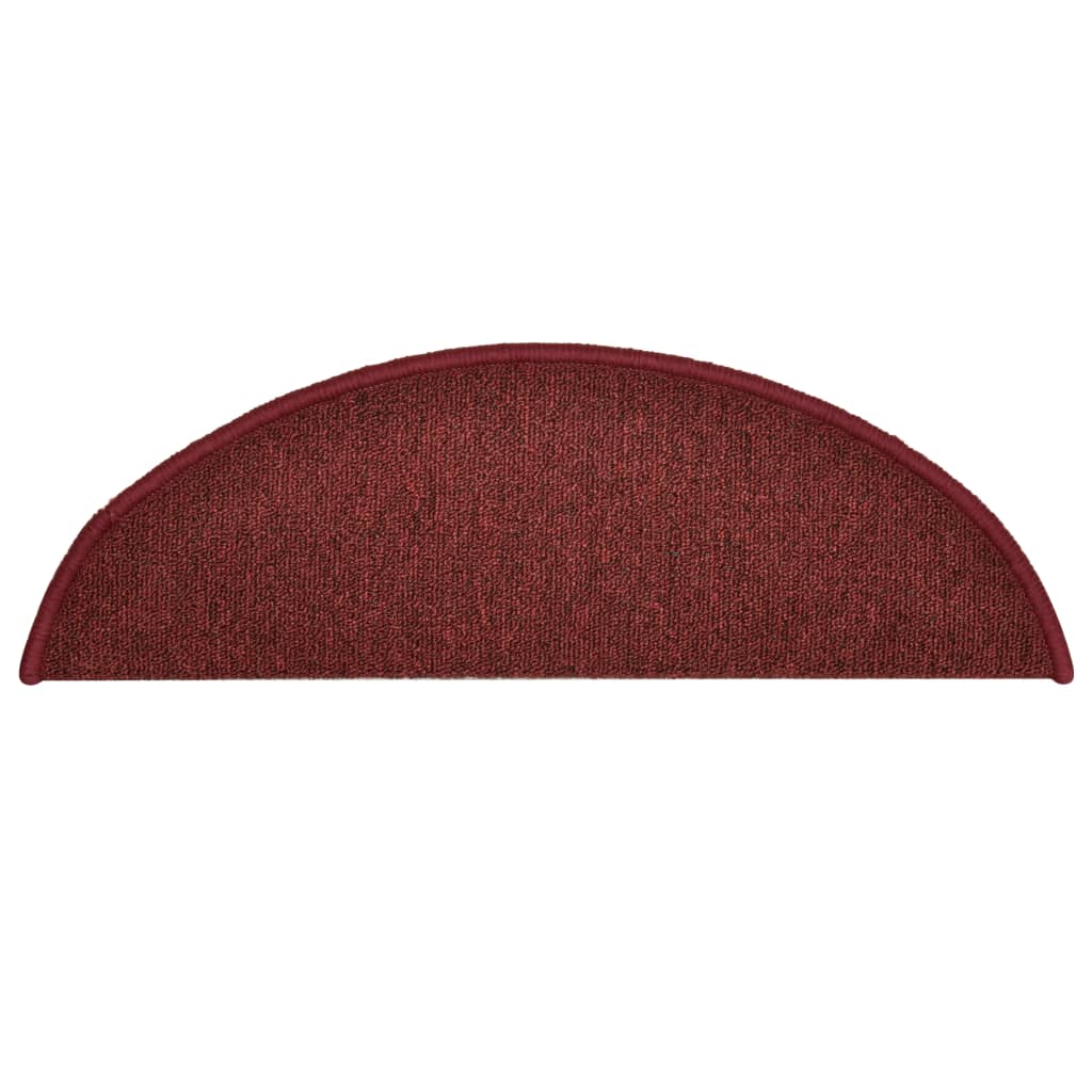 Tapetes de escada 15 peças 56x17x3 cm Bordeaux Semi-redondos