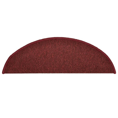 Tapetes de escada 15 peças 56x17x3 cm Bordeaux Semi-redondos
