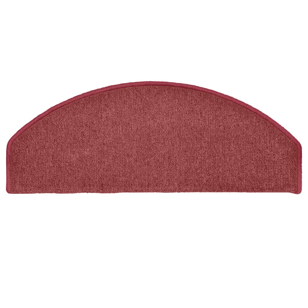 Tapetes de escada 15 peças 65x24x4 cm Bordeaux meio redondo grande