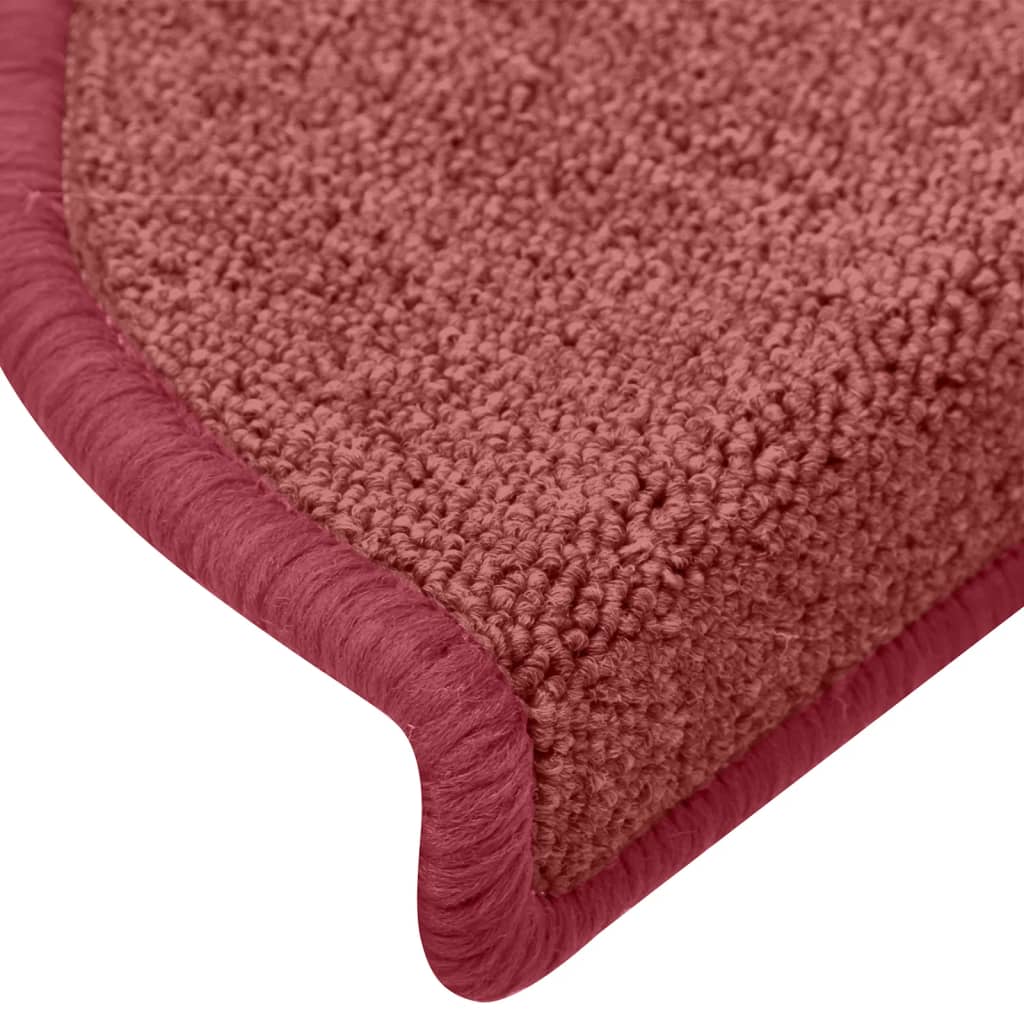 Tapetes de escada 15 peças 65x24x4 cm Bordeaux meio redondo grande