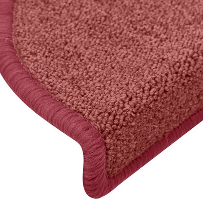 Tapetes de escada 15 peças 65x24x4 cm Bordeaux meio redondo grande