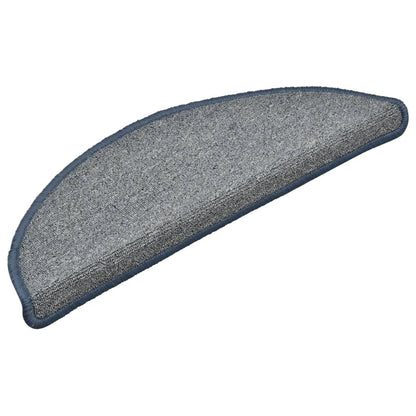 Tapetes de escada 15 peças 56x17x3 cm cinza claro e azul semicircular