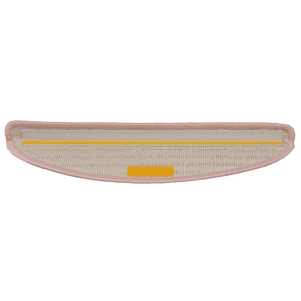 Tapetes de escada 15 peças 56x17x3 cm rosa claro semicircular