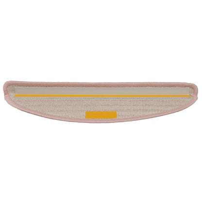 Tapetes de escada 15 peças 56x17x3 cm rosa claro semicircular