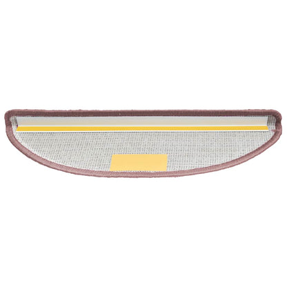 Tapetes de escada 15 peças 65x21x4 cm rosa claro meio redondo grande