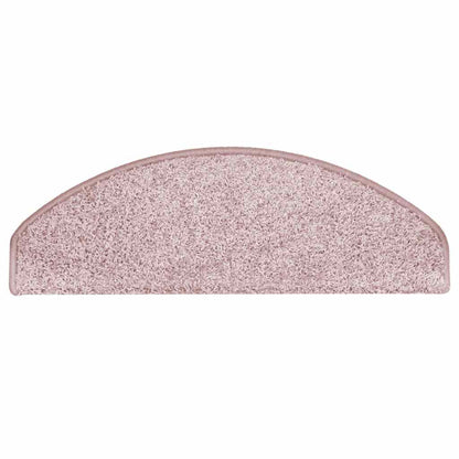 Tapetes de escada 15 peças 65x21x4 cm rosa claro meio redondo grande