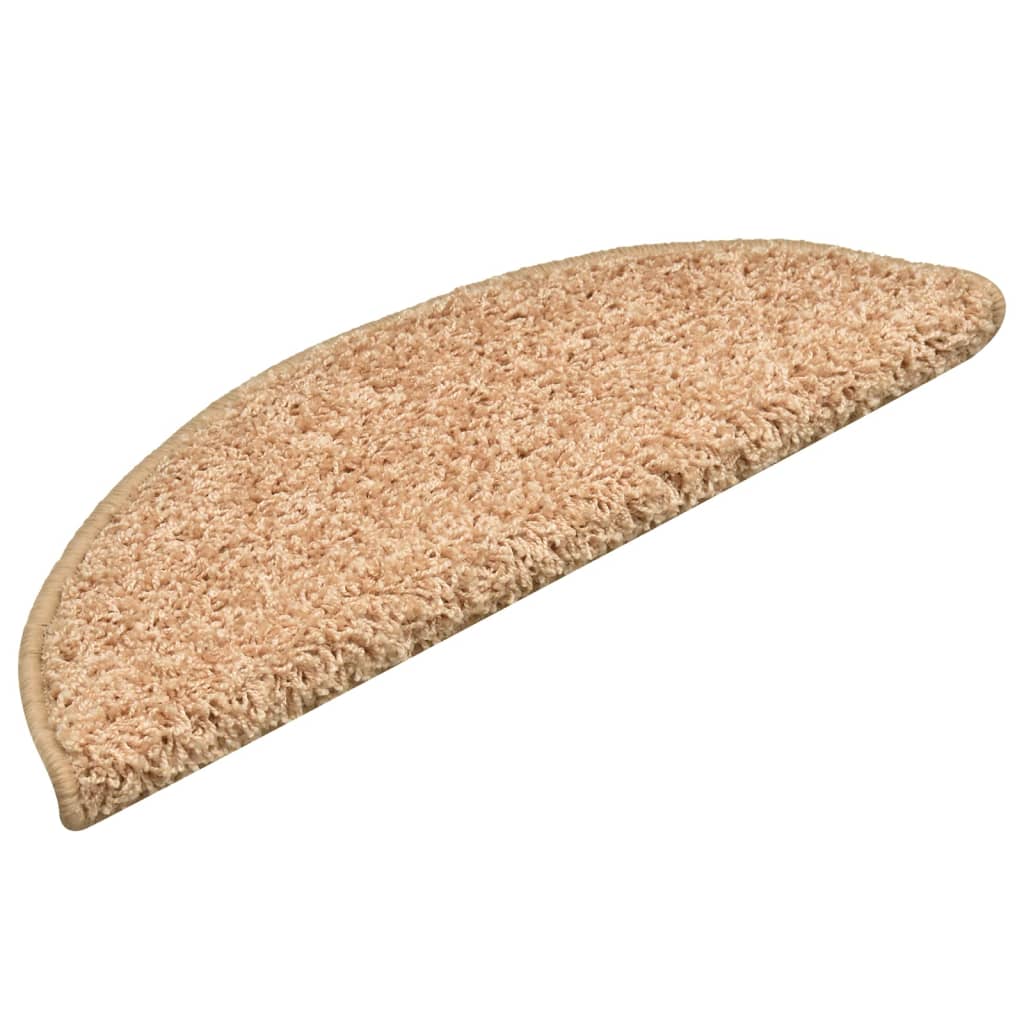 Tapetes de escada 15 peças 56x17x3 cm dourados semicirculares