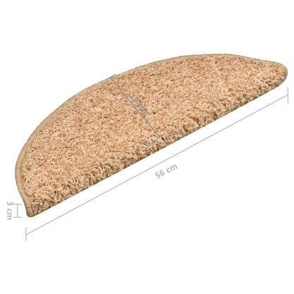 Tapetes de escada 15 peças 56x17x3 cm dourados semicirculares