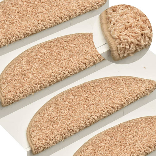 Tapetes de escada 15 peças 56x17x3 cm dourados semicirculares