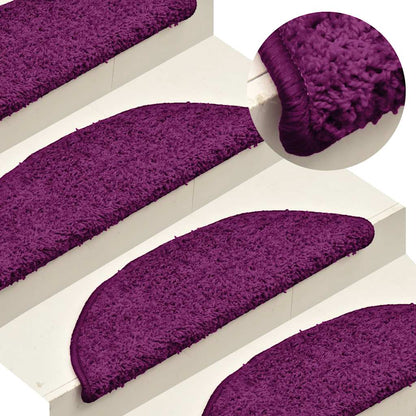 Tapetes de escada 15 peças 56x17x3 cm rosa semicircular