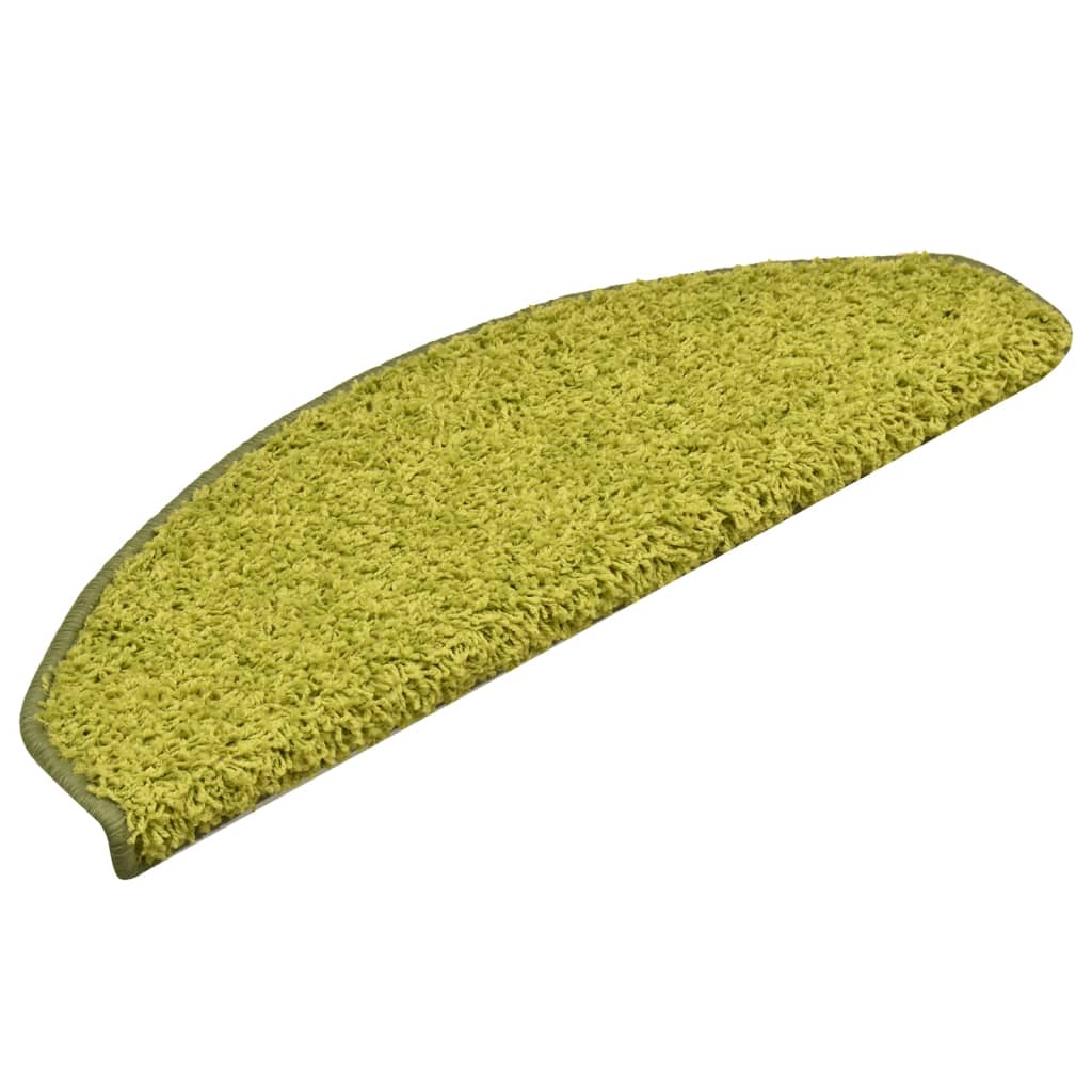 Tapetes de escada 15 peças 65x21x4 cm verde semicircular grande