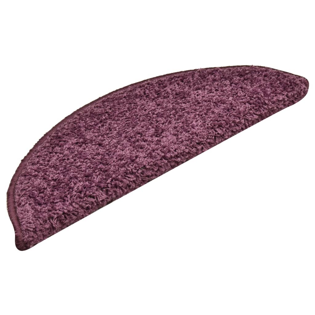 Tapetes de escada 15 peças 56x17x3 cm roxo escuro semicircular