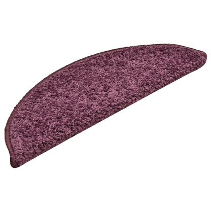 Tapetes de escada 15 peças 56x17x3 cm roxo escuro semicircular