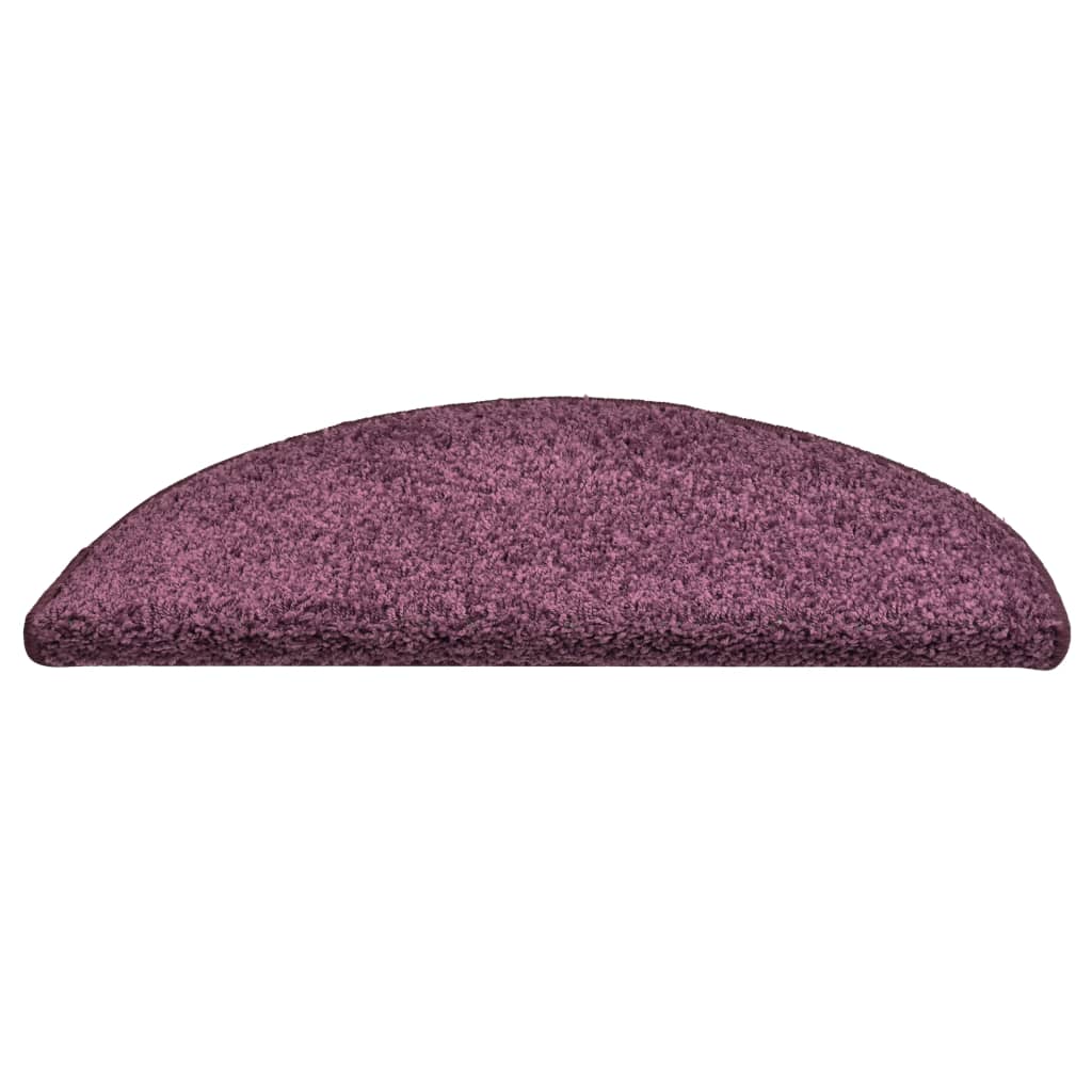 Tapetes de escada 15 peças 56x17x3 cm roxo escuro semicircular