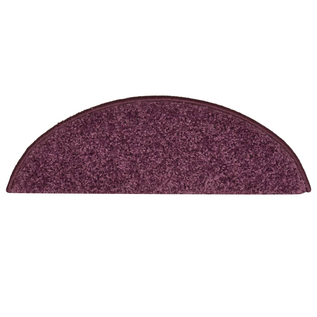 Tapetes de escada 15 peças 56x17x3 cm roxo escuro semicircular