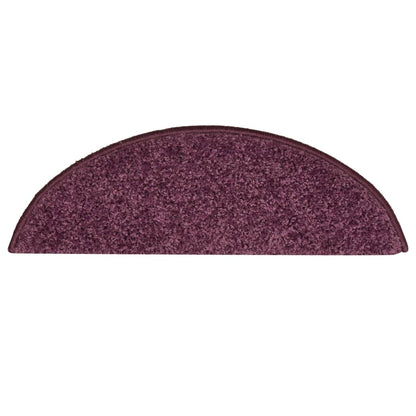 Tapetes de escada 15 peças 56x17x3 cm roxo escuro semicircular