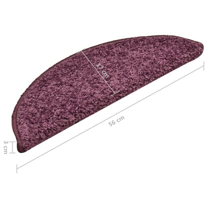 Tapetes de escada 15 peças 56x17x3 cm roxo escuro semicircular