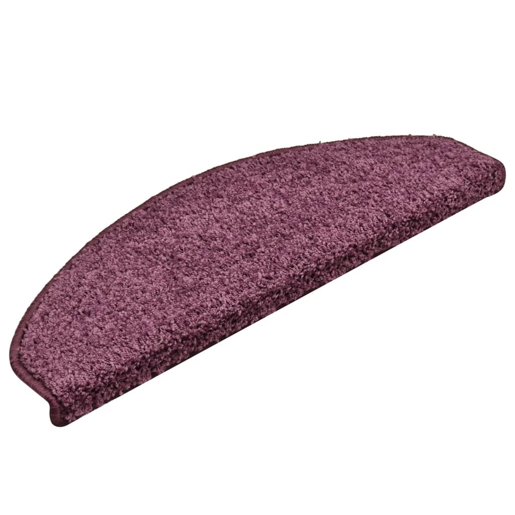 Tapetes de escada 15 peças 65x21x4 cm roxo escuro meio redondo grande
