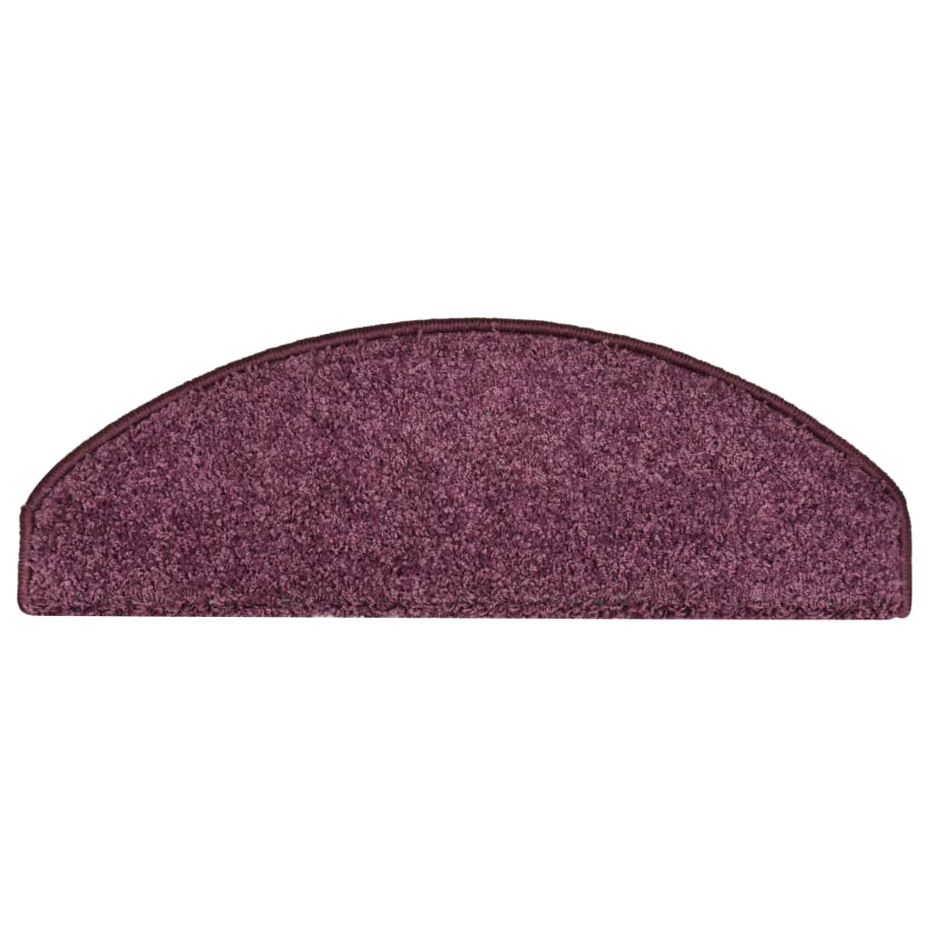 Tapetes de escada 15 peças 65x21x4 cm roxo escuro meio redondo grande
